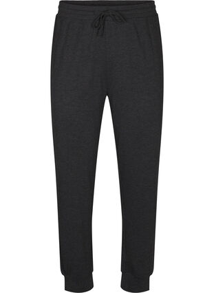 Zizzi Tricot broek met hoge taille, Dark Grey Melange, Packshot image number 0