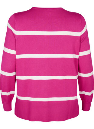 Zizzi Gebreide viscose blouse met strepen, Fuchsia Red Comb, Packshot image number 1