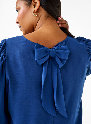 Zizzi Korte jurk met strik op de rug, Estate Blue, Model image number 2