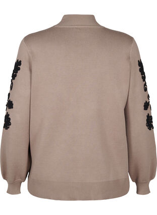 Zizzi Gebreide blouse met borduursel, Desert Taupe Comb, Packshot image number 1