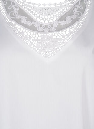 Zizzi Blouse met korte mouwen en kant detail, Bright White, Packshot image number 2