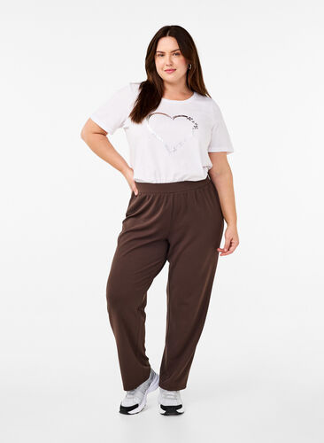 Zizzi FLASH - Broek met rechte pasvorm, Chocolate Brown, Model image number 0