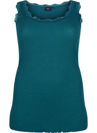 Zizzi Top met kant, Deep Teal, Packshot image number 0