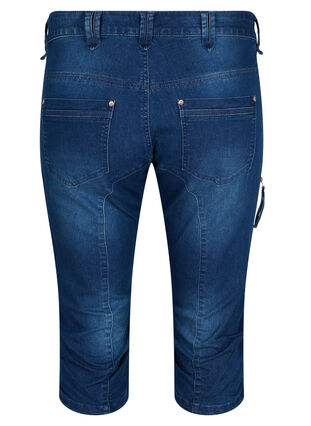 Zizzi Slim fit capri jeans met zakken, Dark blue denim, Packshot image number 1