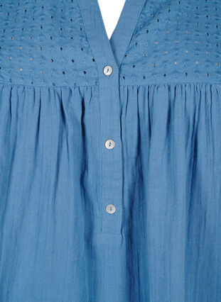 Zizzi Katoenen blouse met broderie anglaise en 3/4 mouwen, Riverside, Packshot image number 2