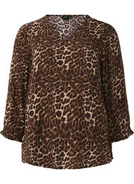 Luipaardprint blouse met 3/4 mouwen, Leo AOP