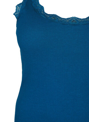 Zizzi Top with lace trim, Blue Opal, Packshot image number 2