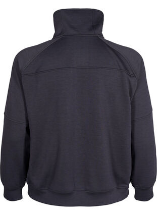 Zizzi Sportief sweatshirt met hoge hals en ritssluiting, Asphalt, Packshot image number 1