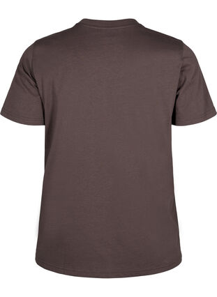 Zizzi Basic katoenen T-shirt met ronde hals, Chocolate Martini, Packshot image number 1