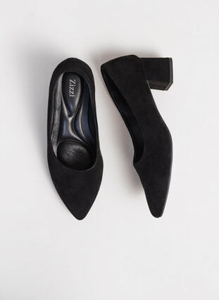 Zizzi Wide fit - Pumps van suède, Black, Image image number 0