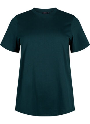 Zizzi Basic katoenen T-shirt met ronde hals, Scarab, Packshot image number 0