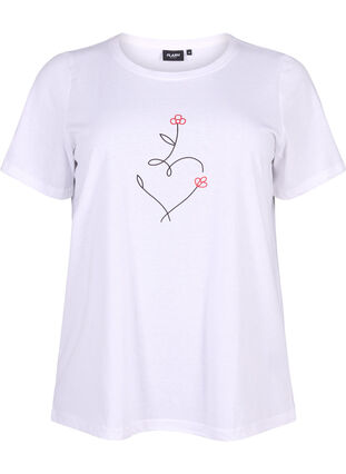 Zizzi FLASH - T-shirt met motief, Bright White Heart, Packshot image number 0