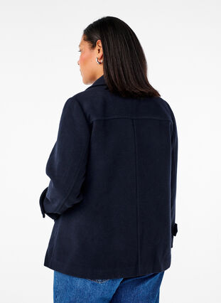 Zizzi Korte wollen jas met zakken, Dark Navy, Model image number 1