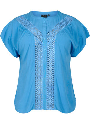 Zizzi Viscose blouse met kanten afwerking, Marina, Packshot image number 0