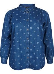 Denim overhemd met strik, Denim Blue W. Wh.Bow