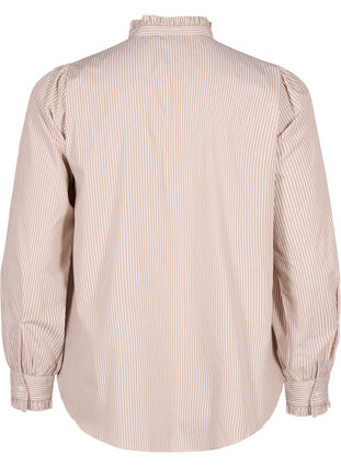 Zizzi Overhemd blouse met strepen en ruches, Silver Mink Stripe, Packshot image number 1