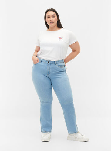 Zizzi Ellen bootcut jeans met hoge taille, Ex Lgt Blue, Model image number 0