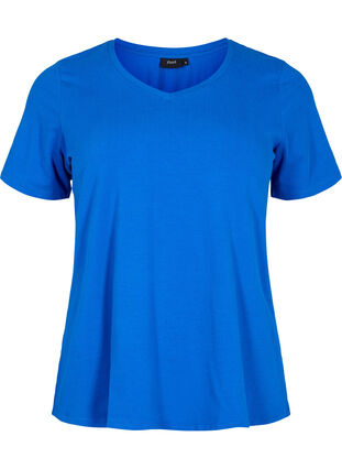 Zizzi Basic t-shirt in effen kleur met katoen, Skydiver, Packshot image number 0