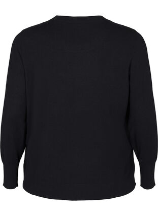 Zizzi FLASH - Gebreide blouse met ronde hals, Black, Packshot image number 1