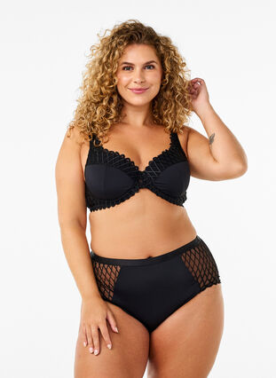 Zizzi Slipje met mesh-detail en normale taille, Black, Model image number 0