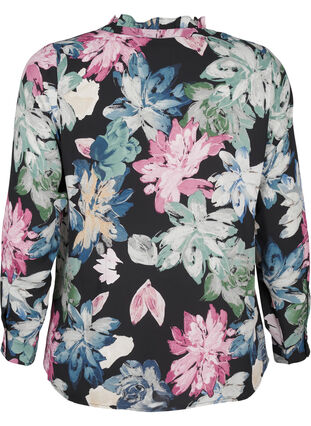 Zizzi Blouse met lange mouwen en bloemenprint, Rose Flower AOP, Packshot image number 1